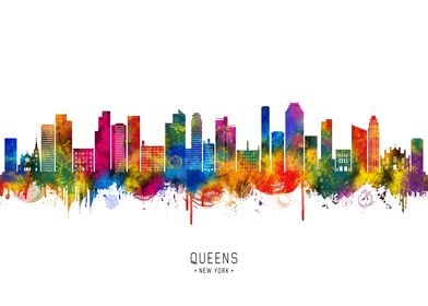 Queens Skyline Watercolor