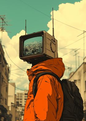 Retro TV Head Man