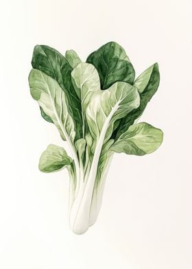 Watercolor Bok Choy