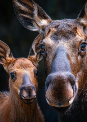 Moose and Calf Portrait