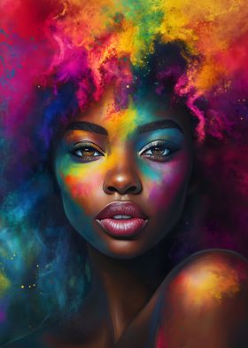 Abstract Afro Woman Face Colorful 