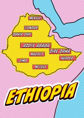 Ethiopia Map Pop Art