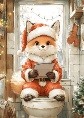 Cute Fox in Santa Suit