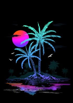 Neon Palm Sunset