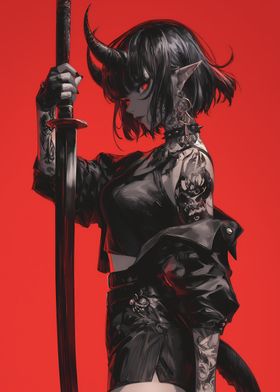 Demon Girl with Katana