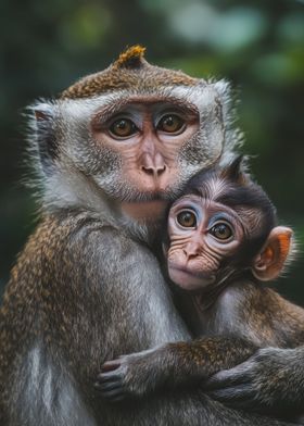 Mother Monkey Holding Baby