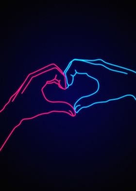 Neon Heart Hands