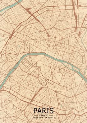 Paris Vintage Map