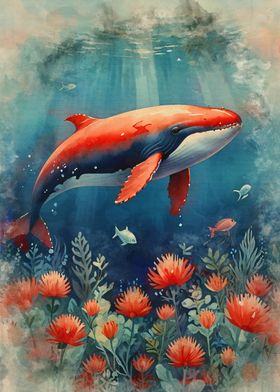 Red Whale Underwater