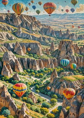 Hot Air Balloons Over Cappadocia