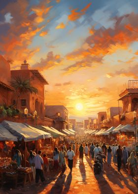 Sunset Market Scene