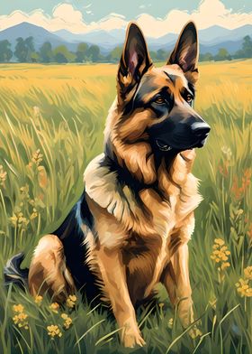 German Shepherd in Field