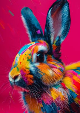 Colorful Rabbit Portrait