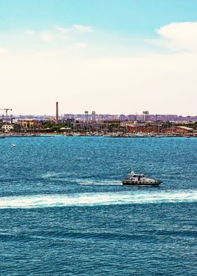 Boat on Calm Sea Bari Italia