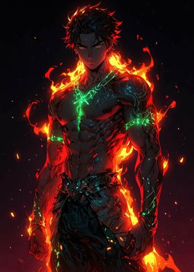 Fiery Anime Warrior