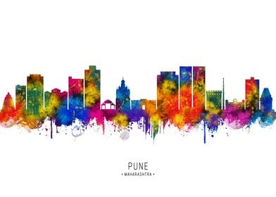 Pune Skyline Watercolor