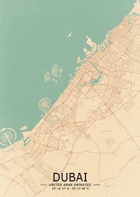 Dubai Vintage Map