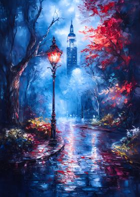 Cityscape Night Painting