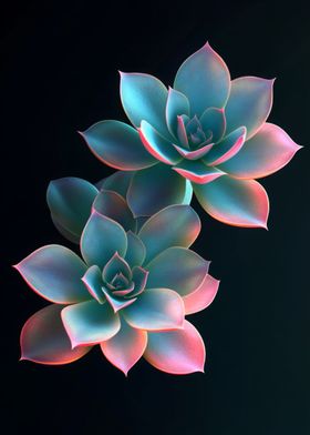 Succulent Flowers on Black