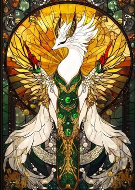 Celestial Kitsune: Stained Glass Elegance