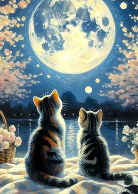 Cats Under the Moon