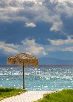 Beach Umbrella and Blue Sky