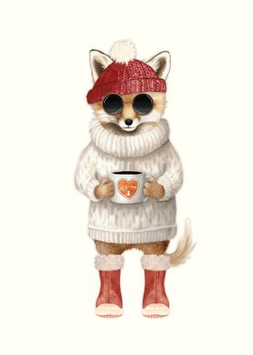 Fox in Winter Outfit