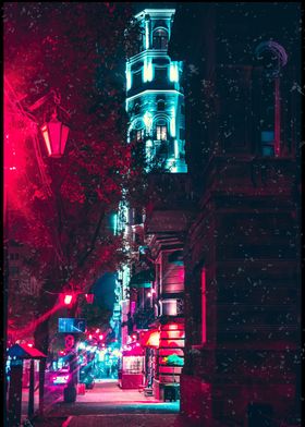 Vibrant Neon City Street