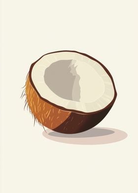 Half Coconut Illustration