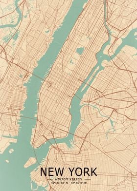 New York Vintage Map