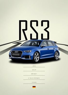 Blue 2018 Audi RS3