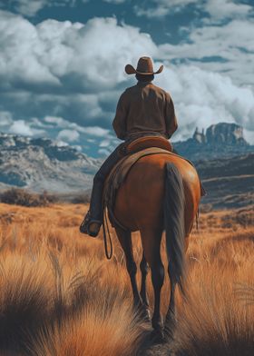 Cowboy Riding Horse