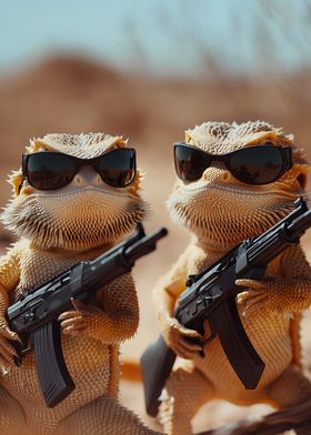 Bearded Dragon lézard Soldiers