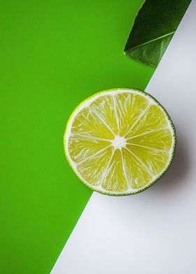 Lime Slice on Green and White