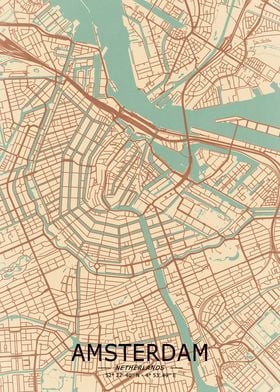 Amsterdam Vintage Map