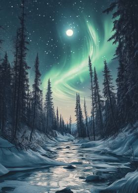 Northern Lights Forest