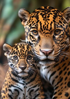 Jaguar Mother and Cub