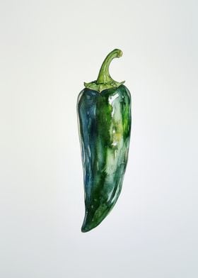 Watercolor Green Pepper