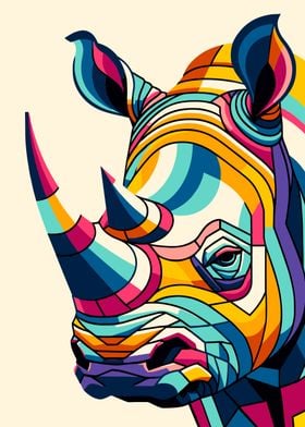 Colorful Rhino Illustration wpap