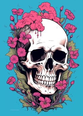 Skull with Flowers