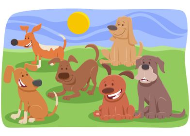 Happy Dogs Cartoon Illustration