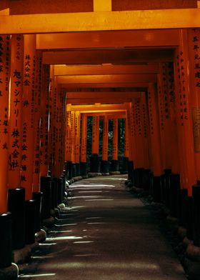 Japanese Torii Gate Pathway at the Inari Fushimi Shrine in Kyoto