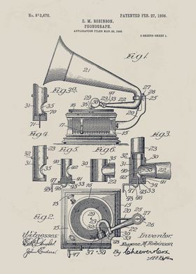 Vintage Phonograph Patent