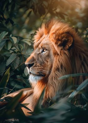 Majestic Lion in Jungle