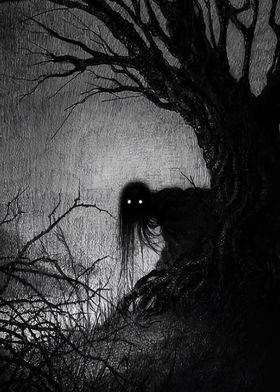 Dark Figure in Woods