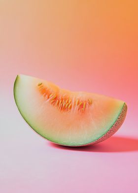 Cantaloupe Slice on Pink