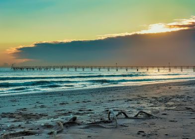 Sunrise Beach Pier in Riviera Italy