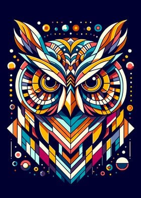 Geometric Owl Art wpap colorful