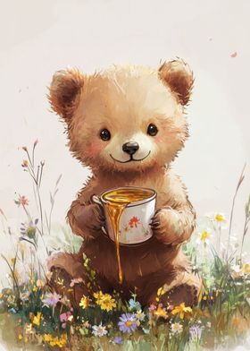 Cute Bear with Honey