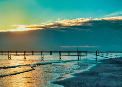 Sunrise Pier in Riviera Italy